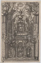 Katafalk för Ferdinand, från en oidentifierad bok, ca. 1660-95.