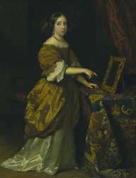 Flicka som står framför en spegel, 1668.