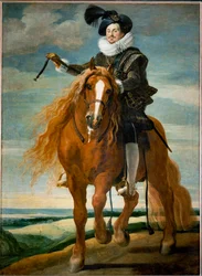 Ryttarporträtt av Don Diego Messia Felipe de Guzman, Marques de Leganes ... (målning på duk)