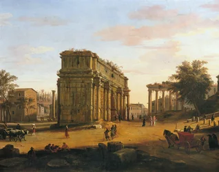 Septimius Severus båge i Rom, av Gaspar van Wittel (1652 eller 1653-1736), olja på panel, 565 x 9056 cm, Detalj