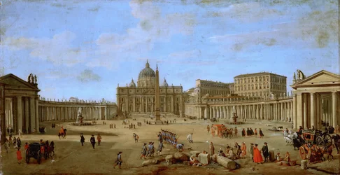 Petersplatsen, Rom - Caspar Adriaensz. van Wittel (Gaspare Vanvitelli) (1656-1736). Olja på duk, ca 1705. Mått: 44,5x84,2 cm. Konsthistoriska museet, Vienne