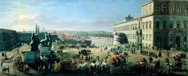 Torget och palatset Monte Cavallo (olja på duk)