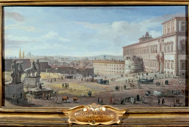Utsikt över Rom med Quirinale Palace och Piazza i förgrunden