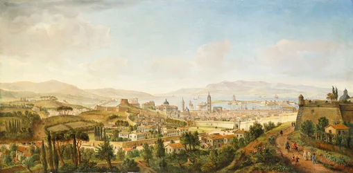En panoramautsikt över Messina, Sicilien,