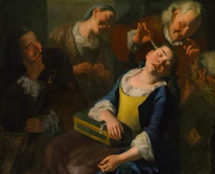 Att reta en sovande flicka, ca. 1760.
