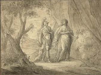 Par i en skog (penna och bläck på papper)