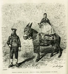 Andorra och Andorra. Gravyr av G.Vuillier, för att illustrera berättelsen Le val d
