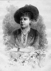 Porträtt av Rosita Mauri (1849-1923), spansk klassisk dansare. Gravyr av Vuillier i "" Le Monde Illustré"" nr 1237 av 11 december 1880.