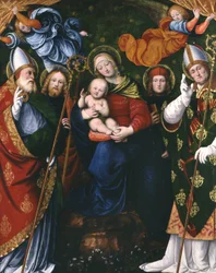 Madonna, barn och heliga, 1516 (panel)
