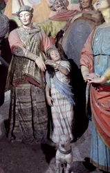 Mansfigur, detalj från statyer, av Gaudenzio Ferrari (1475-1546), kapell XXXVIII känt som Crucifixion, Heliga berget Varallo Sesia (UNESCO:s världsarvslista, 2003), Italien