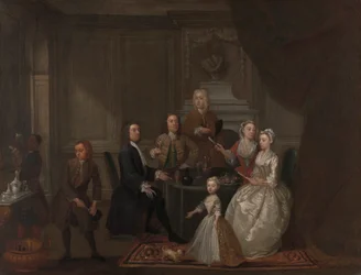 Gruppporträtt, troligen av familjen Raikes
