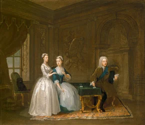 Porträtt av John Montagu, hans fru och deras yngre dotter (olja på duk)