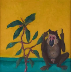 Monkey says No, 2024 (olja på pannå)