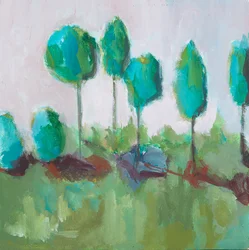 Row of Trees (akryl på kartong)