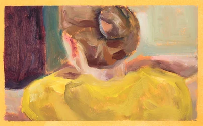 Yellow Jumper (olja på papper)