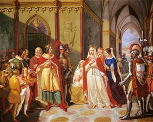 Tancred skickar Constance av Hauteville tillbaka till sin man Henry IV, av Gennaro Maldarelli (1795-1858), Italien