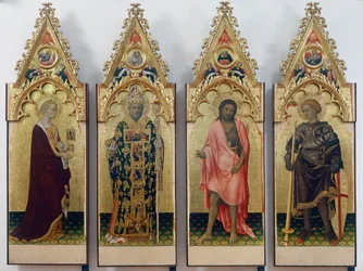Fyra helgon av Quaratesi Polyptych, Saint Mary Magdalene, Saint Nicholas of Bari, Saint John the Baptist och Saint George