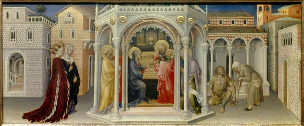 Presentation vid templet Trämålning av Gentile da Fabriano (1370-1427) 1423 Sön. 0,26x0,66 m