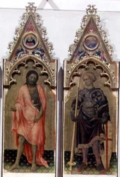 Två helgon från Quaratesi Polyptych: St. Johannes Döparen och St. George 1425 (tempera på panel) (detalj av 53943, se även 85684)