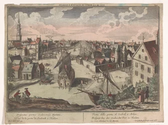 Utsikt över Schalkwijker Poort i Haarlem Prospect bey der Scalwecker Port zu Harlem (titel på objekt) Haarlem (serietitel)