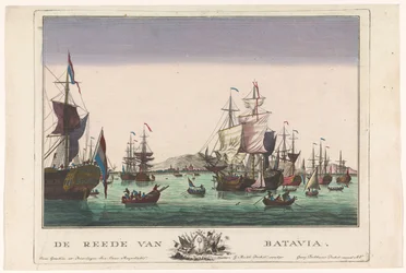 Utsikt över hamnen i Batavia Batavias vägar (titel på objekt) Harbour Views (serietitel)