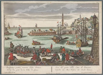 Utsikt över hamnen i Genua Gesicht des Meer Hafens der Stadt Genua (titel på objekt) Hamnvyer (serietitel)