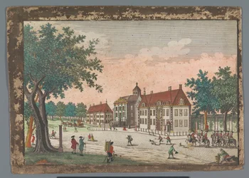 Utsikt över Huis ten Bosch-palatset i Haag Gesicht des Lust-Hausses Orange Hall (titel på objekt) Haag (serietitel)