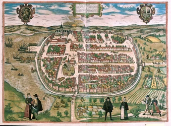 Barth i Pommern, Tyskland - i "Civitates Orbis Terrarum" av Georg Braun, Köln 1617