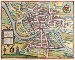 Bristol - Storbritannien, i "Civitates Orbis Terrarum" av Georg Braun, Köln 1617