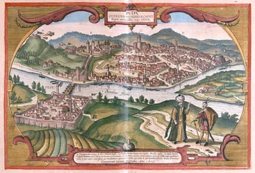 Budapest, Ungern - i "Civitates Orbis Terrarum" av Georg Braun, Köln 1617
