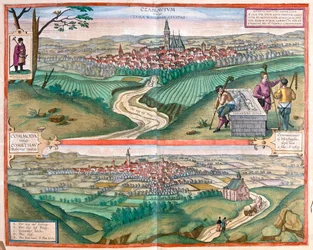 Caslav (Böhmen) - Chomutov, Tjeckien - i "Civitates Orbis Terrarum" av Georg Braun, Köln 1617