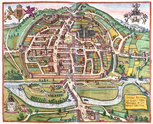 Exter, England - i "Civitates Orbis Terrarum" av Georg Braun, Köln 1617