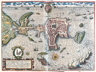 Gallipoli, Italien - i "Civitates Orbis Terrarum" av Georg Braun, Köln 1617