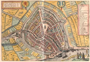 Goude, Nederländerna - i "Civitates Orbis Terrarum" av Georg Braun, Köln 1617
