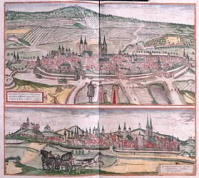Halberstadt och Quedlinburg, Tyskland - i "Civitates Orbis Terrarum" av Georg Braun, Köln 1617