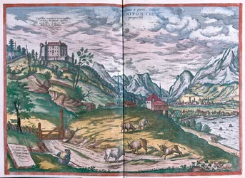 Halle och Saale, Halle in Sachsen, Hildesheim, Tyskland - i "Civitates Orbis Terrarum" av Georg Braun, Köln 1617
