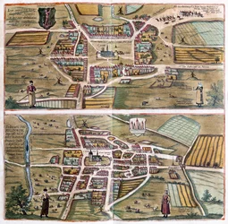 Heide och Meldorf, Tyskland - i "Civitates Orbis Terrarum" av Georg Braun, Köln 1617