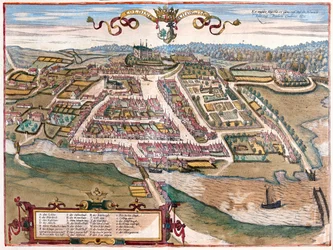 Kolding, Danmark - i "Civitates Orbis Terrarum" av Georg Braun, Köln 1617