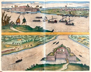 Komoron, Ungern - i "Civitates Orbis Terrarum" av Georg Braun, Köln 1617