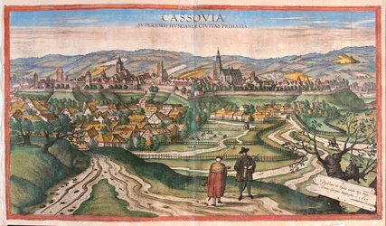 Kosice, Ungern - i "Civitates Orbis Terrarum" av Georg Braun, Köln 1617
