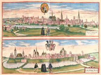 Nysa - Legnica, Polen - i "Civitates Orbis Terrarum" av Georg Braun, Köln 1617