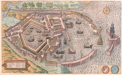 Ostia, Italien - i "Civitates Orbis Terrarum" av Georg Braun, Köln 1617