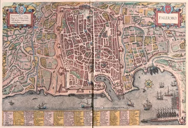 Palermo, Italien - i "Civitates Orbis Terrarum" av Georg Braun, Köln 1617