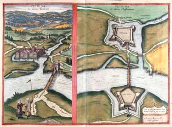 Petrinja, Kroatien - i "Civitates Orbis Terrarum" av Georg Braun, Köln 1617