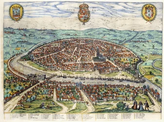 Plan och utsikt över Sevilla, 1579-1590