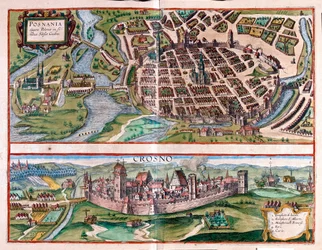 Poznan - Krosno, Polen - i "Civitates Orbis Terrarum" av Georg Braun, Köln 1617