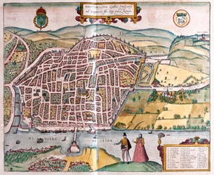 Rouen - Frankrike, i "Civitates Orbis Terrarum" av Georg Braun, Köln 1617