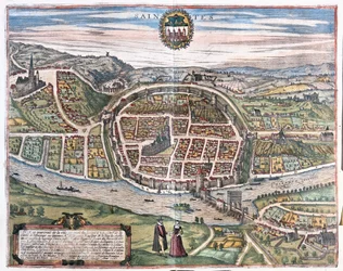 Saintes, Frankrike - i "Civitates Orbis Terrarum" av Georg Braun, Köln 1617