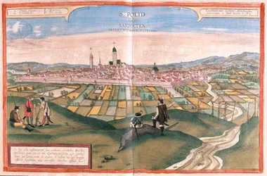 Sankt Polten, Österrike - i "Civitates Orbis Terrarum" av Georg Braun, Köln 1617