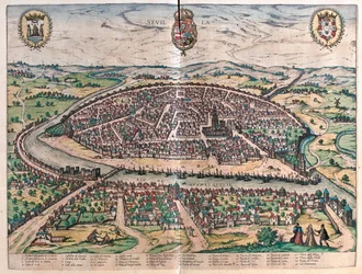 Sevilla, Spanien - i "Civitates Orbis Terrarum" av Georg Braun, Köln 1617